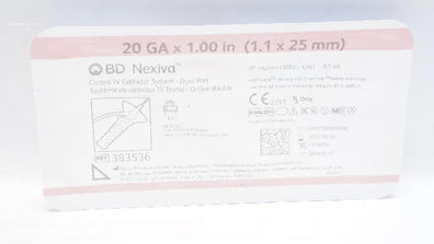 BD 383536 Nexiva Closed IV Cath. System Dual Port 20 Ga x 1.00inch 61mL/min